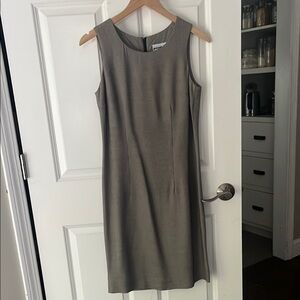 Perceptions Houndstooth Sleeveless Sheath Dress back zip size 6 black and tan